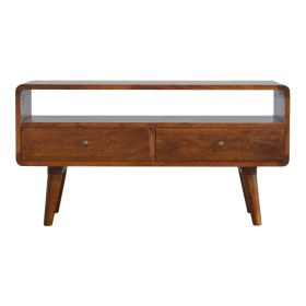 Solid Wood Curved Chestnut Media Unit