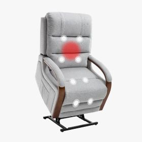 Power Lift Recliner Chair for Elderly, Recliner chair with Massage & Heat, Electric Leather Lift Recliner Chair for Living Room with Side Pocket,