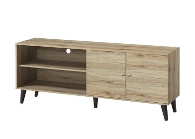Amidon TV Stand for TVs up to 63", with 2 Storage Shelves& 1 Cabinet, Modern Entertainment Centre for TV in Living Room in Oak