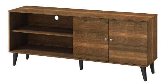 Amidon TV Stand for TVs up to 63", with 2 Storage Shelves& 1 Cabinet, Modern Entertainment Centre for TV in Living Room in Brown