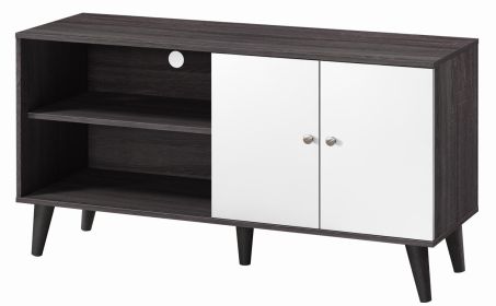 Amidon TV Stand for TVs up to 47.3", with 2 Storage Shelves& 1 Cabinet, Modern Entertainment Centre for TV in Living Room in Dark Gray + White