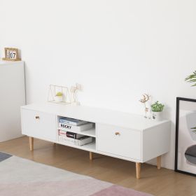 Elegant and Functional 2 Drawer TV Cabinet with Solid Wood Legs - 56 * 15 * 17 Inches