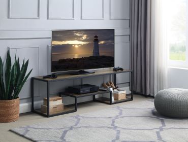 Idella Rustic Oak & Black Finish TV Stand