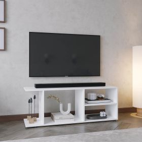 Entertainment Center 17.8" H, with 4 Shelves and 4 Legs, White