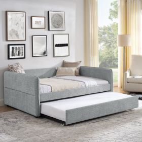 Daybed with Trundle Upholstered Tufted Sofa Bed, Full Size, Boucle Fabric, Grey(83"x58.5"x29.5")