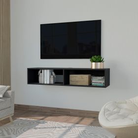 Black Spacious Shelves TV Stand