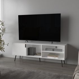 Mescal Tv Stand Multistorage with a Door and Open Storage, White