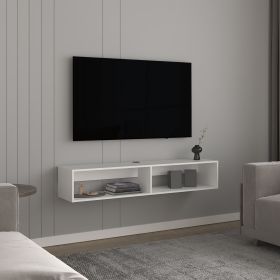 TV Stand 10.4" H, with 2 Shelves, White