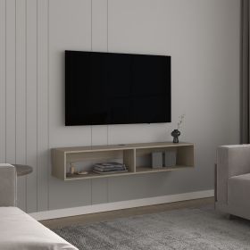 TV Stand 10.4" H, with 2 Shelves, White Oak