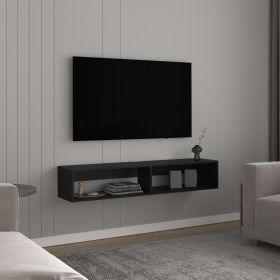 TV Stand 10.4" H, with 2 Shelves, Black