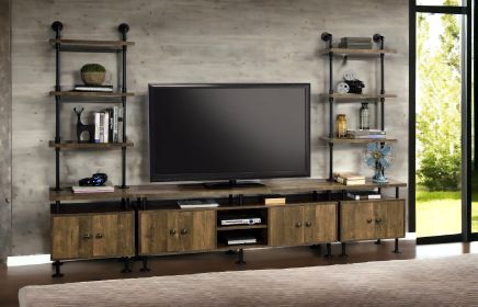 Ensata II Rustic Oak & Black Finish TV Stand