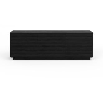 Bridgevine Home Stardust 74 inch Three Door TV Stand for TVs up to 85 inches, No Assembly Required, Black Finish