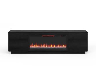 Bridgevine Home Stardust 89 inch Fireplace TV Stand for TVs up to 100 inches, Black Finish