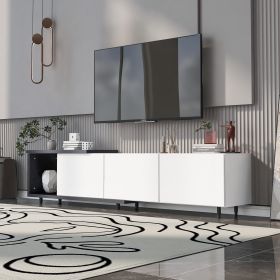 U-Can 70.1''-100'' Modern Stylish ExtendableTV Stand TV Cabinet for 80+inch TV, Black+White (Old SKU: WF299723AAK) Date of Expected Arrival: 11.2