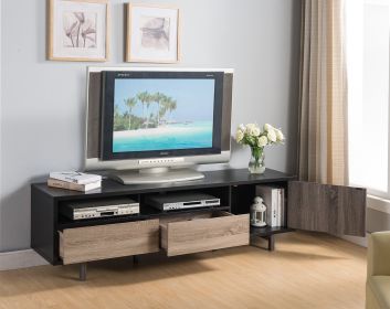 TV Stand TV Cabinet Media Stand Media Cabinet Black Distressed Grey Dark Taupe Two drawers One door 72" Long