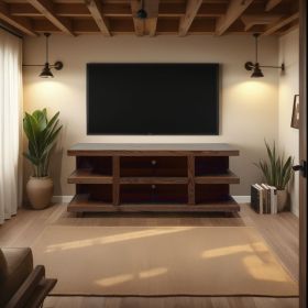 Laurel Canyon 64 inch TV Stand for TVs up to 70 inches, No Assembly Required, Oak Bourbon Finish