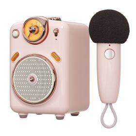 Bluetooth Speaker with Microphone Karaoke Function with Voice Change; FM Radio; TF Card (Color: Pink, Ships From: China)