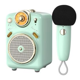 Bluetooth Speaker with Microphone Karaoke Function with Voice Change; FM Radio; TF Card (Color: Green, Ships From: China)