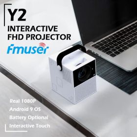 FMUSER Y2 Portable Interactive 4K 1080P Projector;  Smart WIFI Mini Android TV Home Led Video Game Movie Outdoor Camping Proyector Beamer support (Color: Android Interactive (1G RAM+8G ROM))