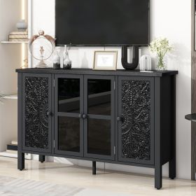 U-Can 47.2'' Retro TV Stand for TVs up to 43 Inches, Entertainment Center Media Console Cabinet with 3 Spacious Cabinets (Color: as Pic)