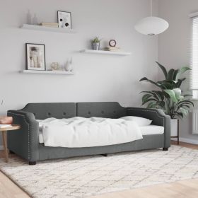 Day Bed without Mattress Dark Gray 39.4"x74.8" Fabric (Color: Gray)