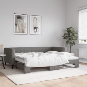 Daybed with Trundle without Mattress Dark Gray 39.4"x74.8" (Color: Gray)