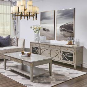 Dauphin 71" TV Stand Storage Display Console Table, Grey Cashmere Wood (Color: as Pic)
