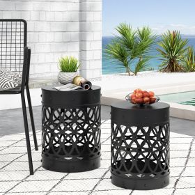 Outdoor Metal S/2 end table (Color: as Pic)