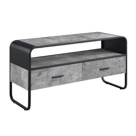 Raziela Concrete Gray & Black Finish TV Stand (Color: as Pic)