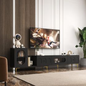 Wood Extendable TV Stand Rectangle Entertainment Center,Media TV Console for Living Room Bedroom (Color: as Pic)