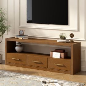 Mirod Stylish TV Stand with Ample Storage,Classic Design with Three Drawers and Spacious Surface,Minimalist Metal Handles (Color: as Pic)